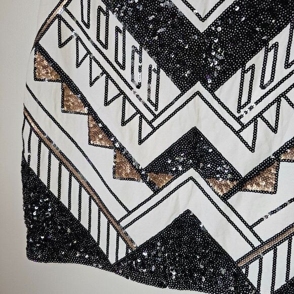 EUC EXPRESS SEQUINED MINI SKIRT GEOMETRIC PATTERN SIZE M - Picture 10 of 14